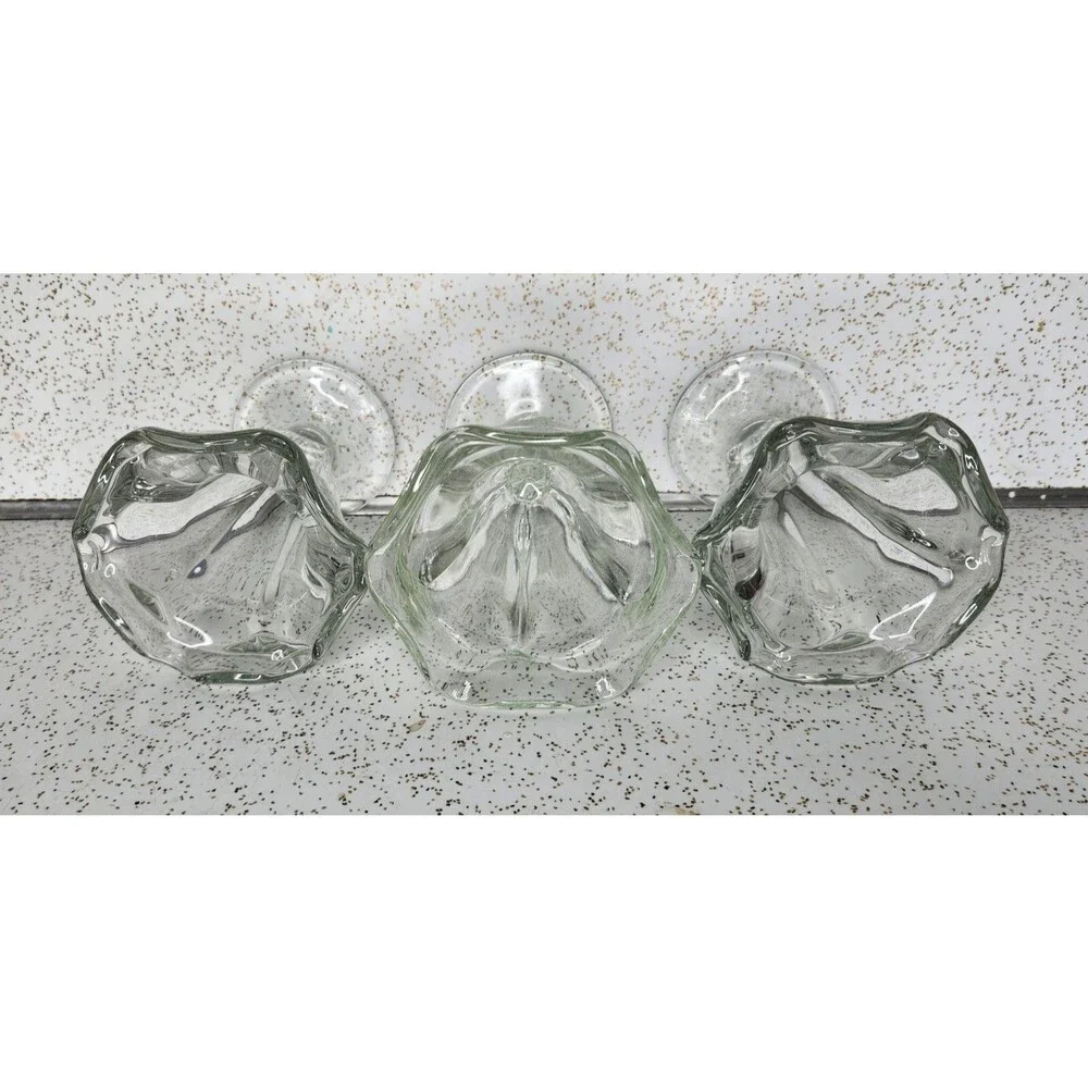 3x Anchor Hocking 1960s Tulip Ice Cream Sundae Dessert Glasses Stem Foot 6